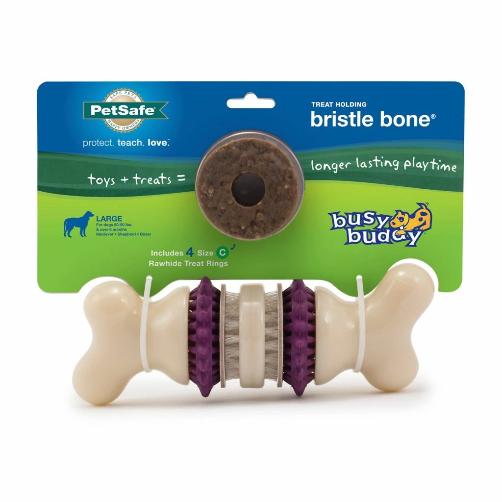 PetSafe Busy Buddy Dental Health Bristle Bone Dog Chew Toy, Large 3 PetSafe Busy Buddy Dental Health Bristle Bone Dog Chew Toy, Large