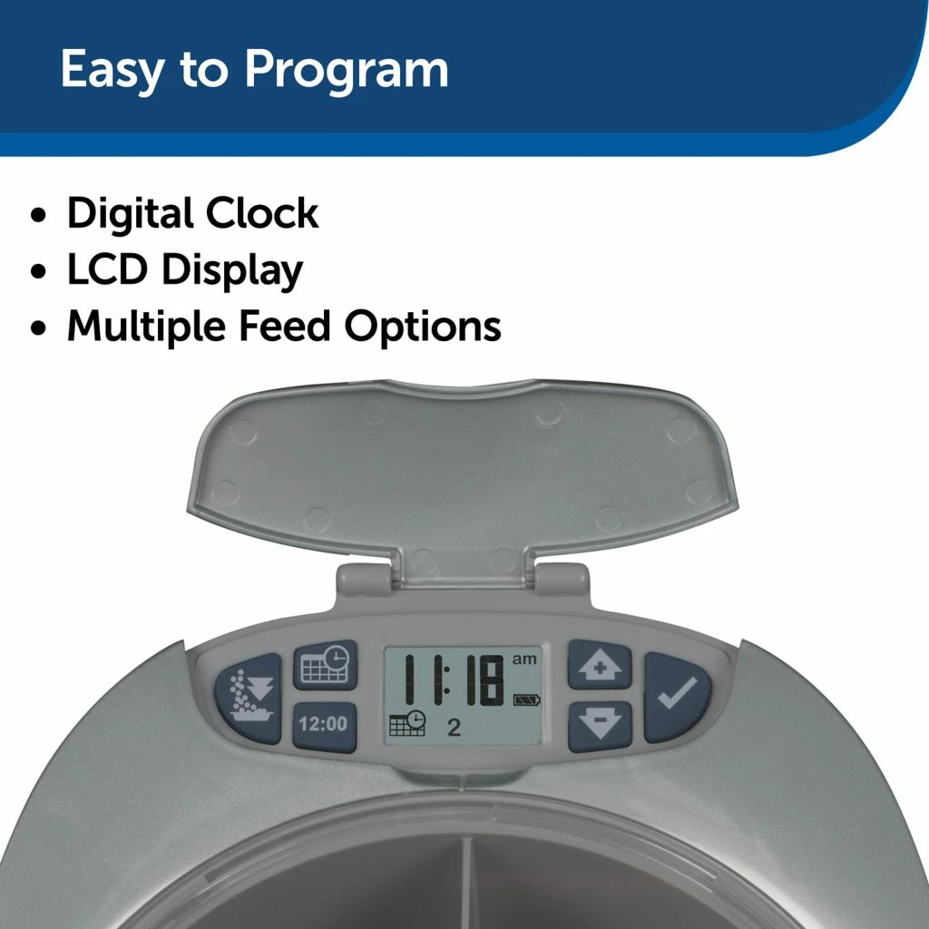 PetSafe 6 Meal Programmable Pet Food Dispenser, Automatic Dog and Cat Feeder - Dry Kibble or Semi-Moist Pet Food 5 PetSafe 6 Meal Programmable Pet Food Dispenser, Automatic Dog and Cat Feeder - Dry Kibble or Semi-Moist Pet Food - Image 3